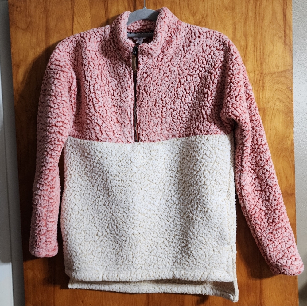 Womens Dark Peach and Cream Fleece Pullover Size XS